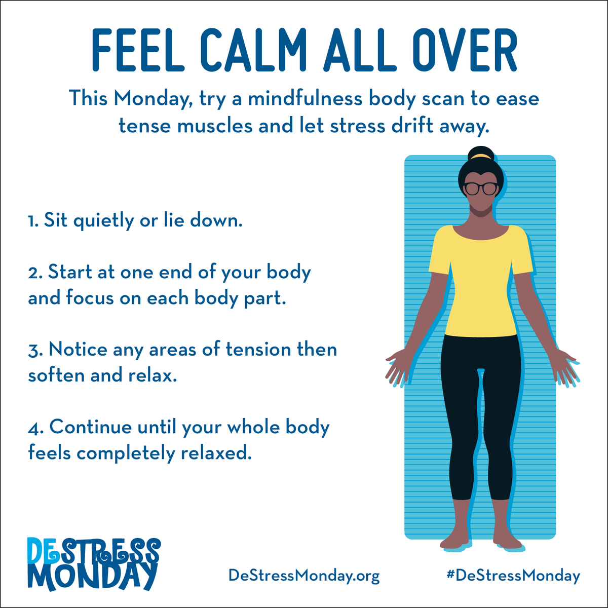 A mindfulness body scan can help you manage stress and understand how your actions impact not only yourself, but the world around you. Try this simple technique for a relaxing start to your <a href="/HealthyMonday/">Healthy Monday</a>: ow.ly/noVf50QO3Qv