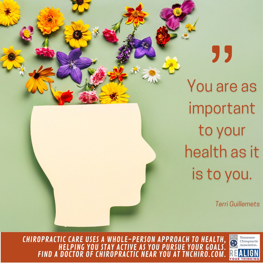 TN_Chiro's tweet photo. Good health is not something that just happens. Be diligent about making healthy decisions in order to achieve that goal. #TakeSteps2BetterHealth #poweredbychiropractic #realignyourthinking https://t.co/KXuOKWlWRF