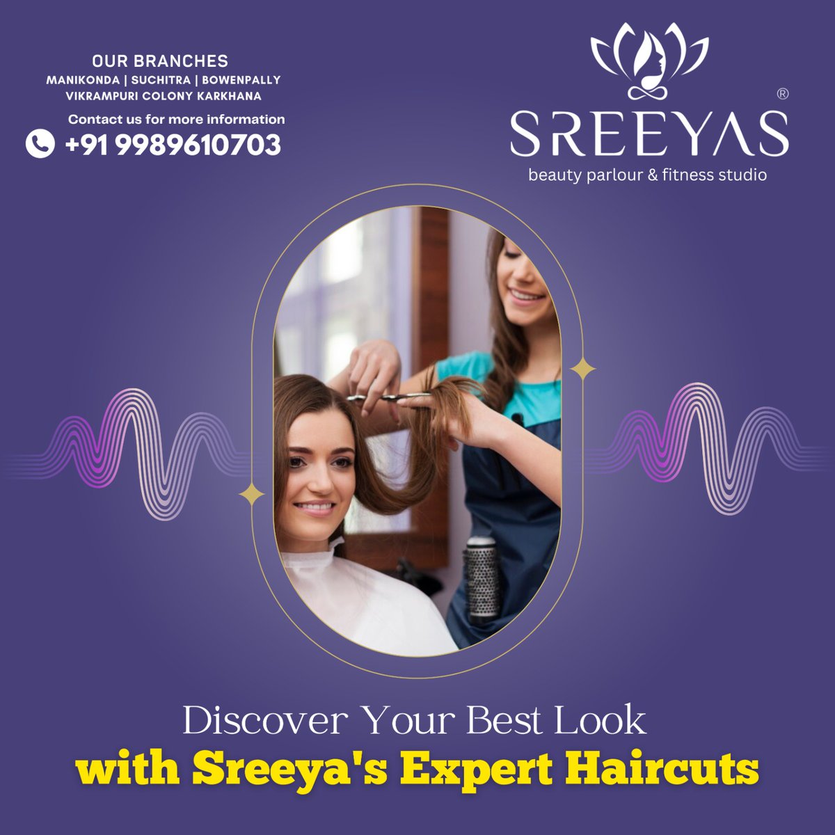 Welcome to Sreeya's Beauty Parlour, where our expert stylists are dedicated to crafting the perfect haircut for you. 
#Sreeyas #Haircut #FreshCutFeeling #StyleRefresh #ChicHair #SalonStyle #TrendyTresses #HairMakeover #CutAndConfidence #NewLookNewYou #GlamourCuts