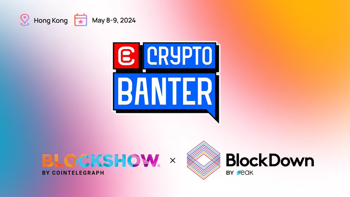 BlockShow by Cointelegraph ๐ (@blockshowcom) on Twitter photo ๐ Meet one of the most popular and fastest-growing crypto media channels with more than 1 million followers, live in Hong Kong this May <a href="/crypto_banter/">Crypto Banter</a> ๐ Meet one of the most popular and fastest-growing crypto media channels with more than 1 million followers, live in Hong Kong this May <a href="/crypto_banter/">Crypto Banter</a>