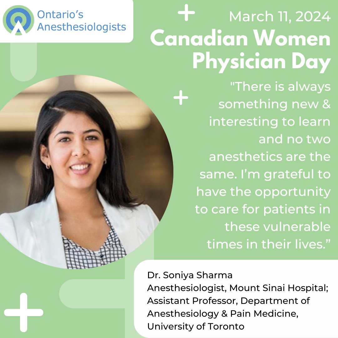 Happy Canadian Women Physicians Day! We’re proud of our women members who continuously take anesthesia research and care to the next level. We also encourage girls & women who are interested in science & medicine to explore our exciting & fulfilling specialty. #WomenDocsCAN