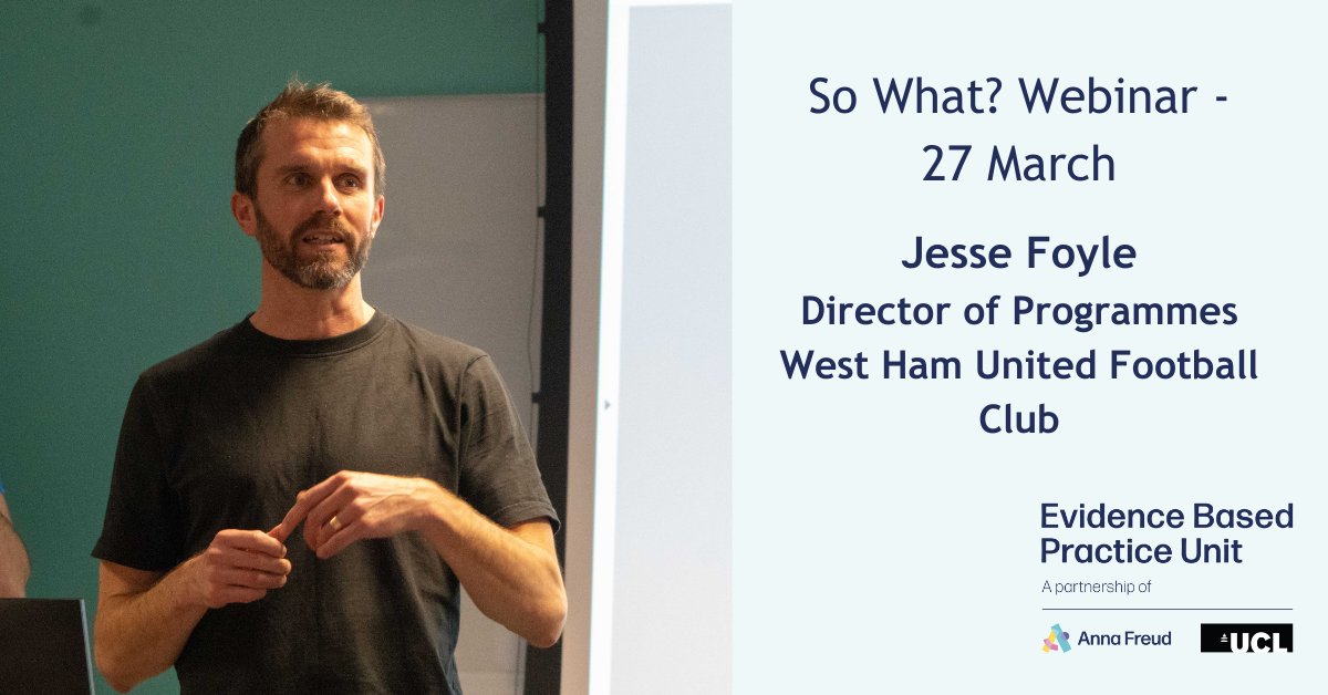 Speaker Announcement! Jesse Foyle @WHUFoundation will be speaking at our So What? webinar on 27 March to discuss 'So what does the evidence tell us about preventing #mentalhealth difficulties in children and young people?’ Book your free place: orlo.uk/fhdZ8