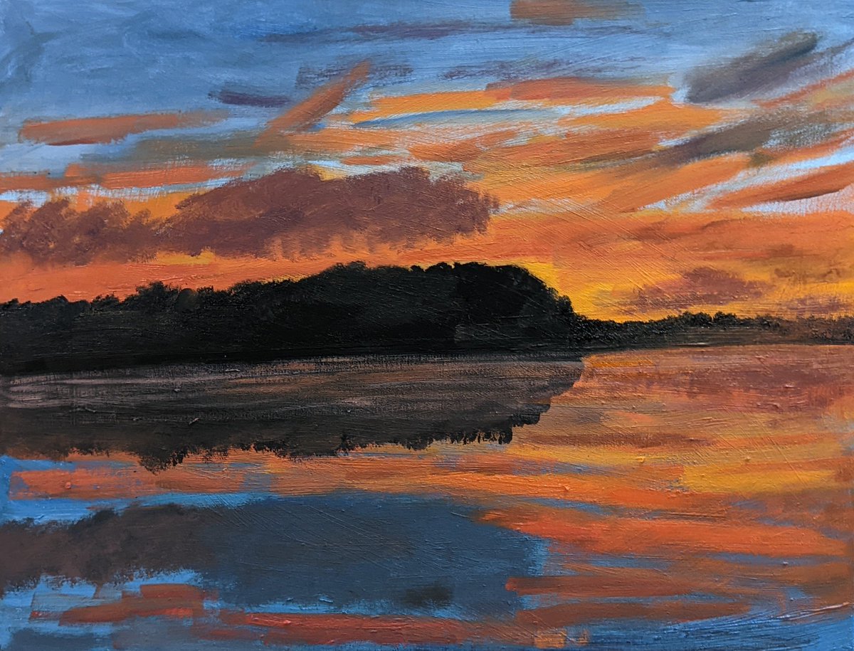 New sunset of the Sassafras River! 16 x 20 Oil on Canvas Available now!