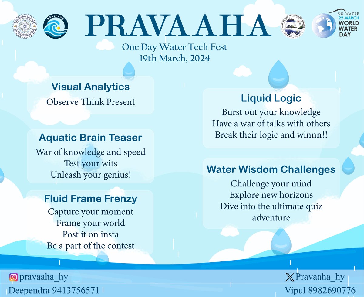 🌊 Exciting News! Join us at #Pravaaha, the Water Tech Fest by the Department of Hydrology. 🚀
📅 Date: 19th March 2024
📍 Venue: DOH,IIT Roorkee
Explore water tech, innovation, and career opportunities! Don't miss out on this enriching experience.
👉 forms.gle/LkYC3fnxTz5qw9…