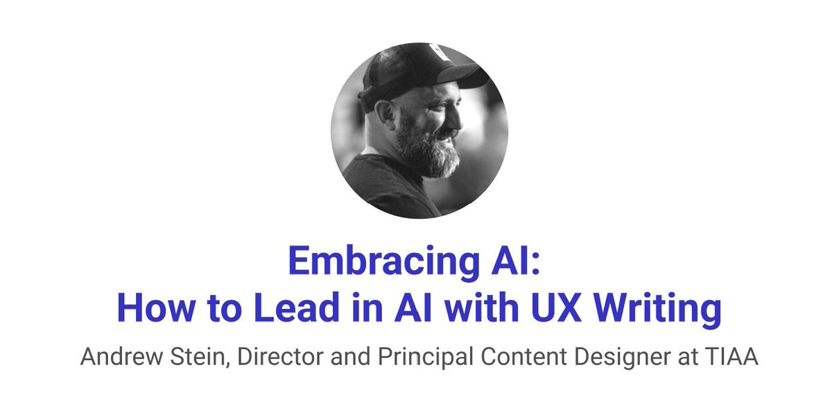 "The UX Writing Hub is excited to bring another FREE event to the community! Join Yuval this Thursday as he hosts Andrew Stein, who will deliver his incredibly timely new talk.
 Embracing AI: How to Lead in AI with UX Writing. 

Get your seat now - buff.ly/48U53Z7 

#UX