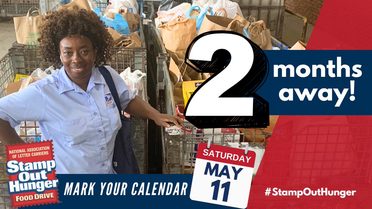 This year's food drive will be here before you know it! In just 2️⃣ months, letter carriers around the country will hit their routes ready to collect your non-perishable food donations. Don't miss this chance to support your local food banks. Together, we can #StampOutHunger! 🥫