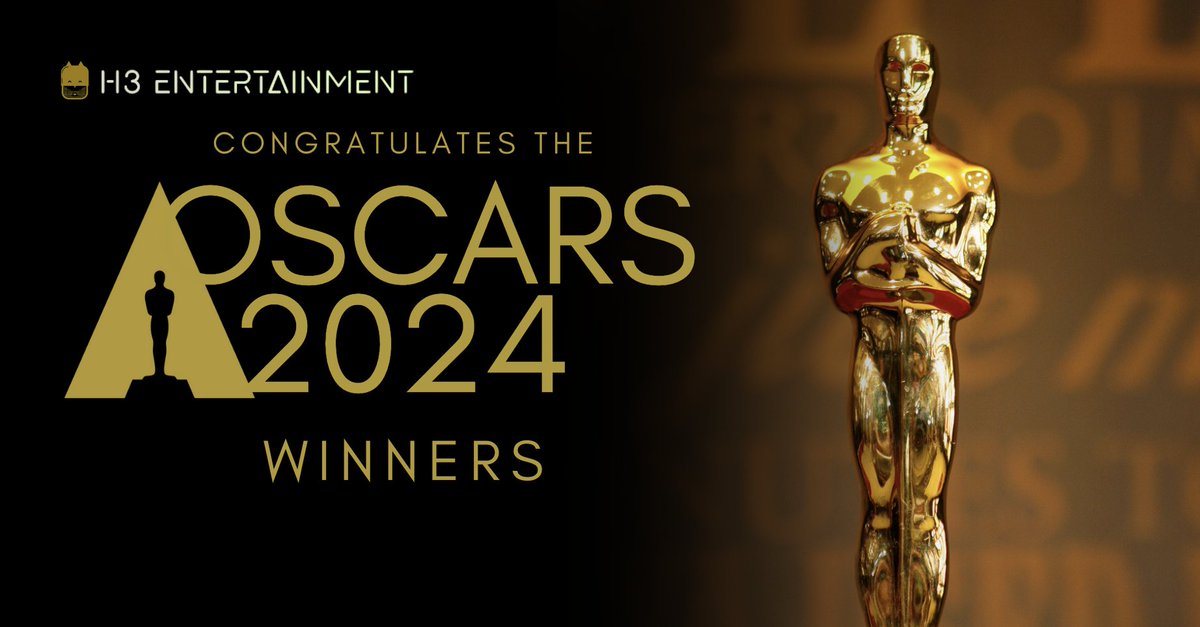 What a night! at the #Oscars 
Huge congrats to all the #Oscars2024 winners from us at H3 Entertainment! 
🎬 '#Oppenheimer', '#PoorThings', and all honored films, your storytelling inspires us. Here's to another year of incredible cinema!
Here are your #OscarWinners 👇