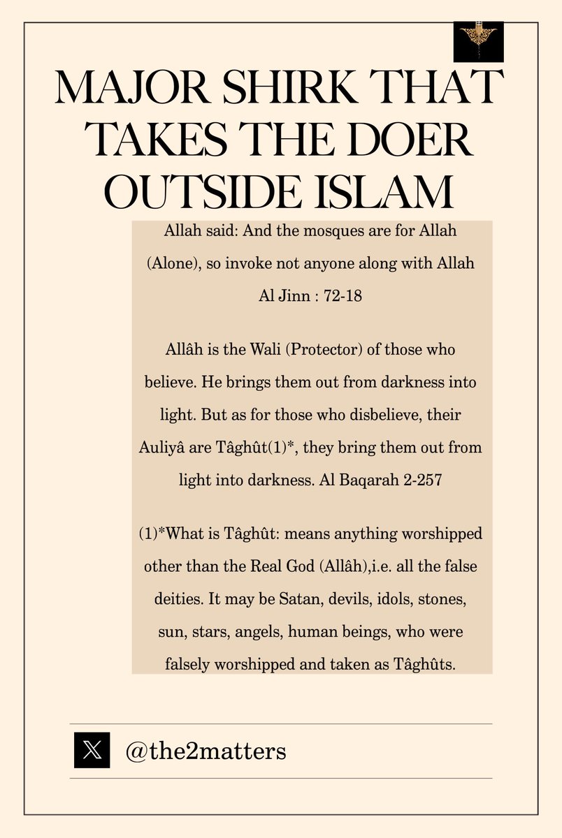 The2Matters's tweet image. Tawheed is the greatest [knowledge] brought by #Prophets as glad tidings, 

#Tawheed is the greatest station in the entire universe and #shirk is the lowest. 

Marhaban Yaa Taalibal IIm' pages 104-106.