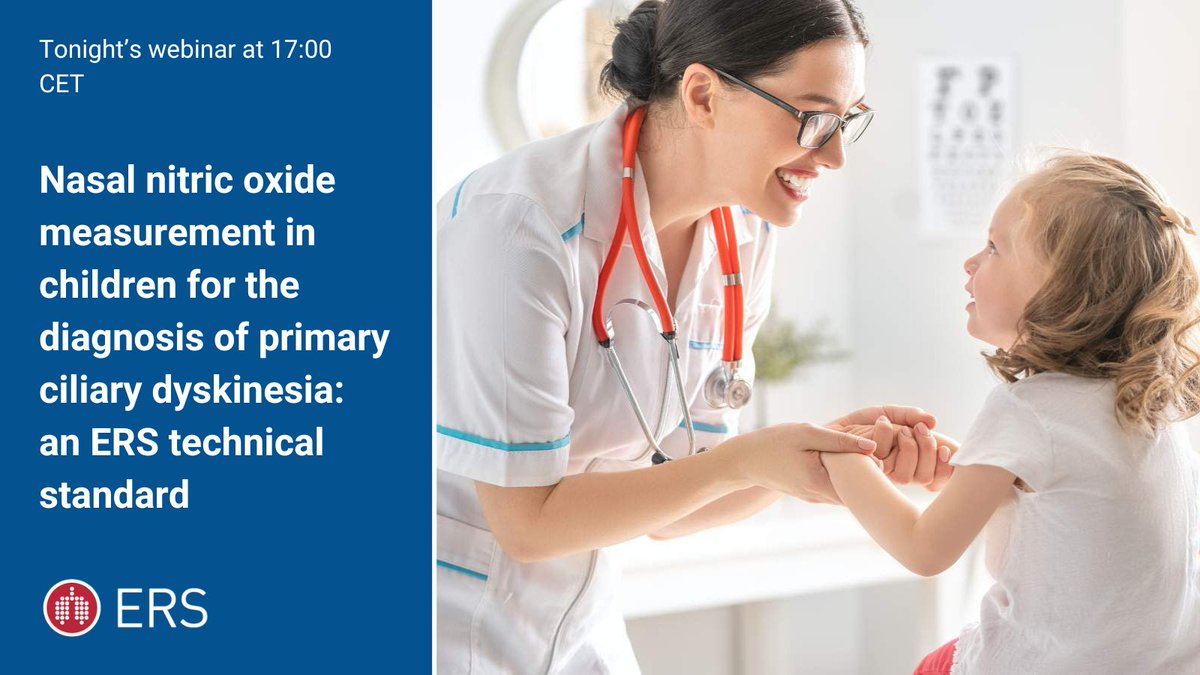 Tonight’s webinar at 17:00 CET: Nasal nitric oxide measurement in children for the diagnosis of primary ciliary dyskinesia: an ERS technical standard. Register: ersnet.org/events/nasal-n…