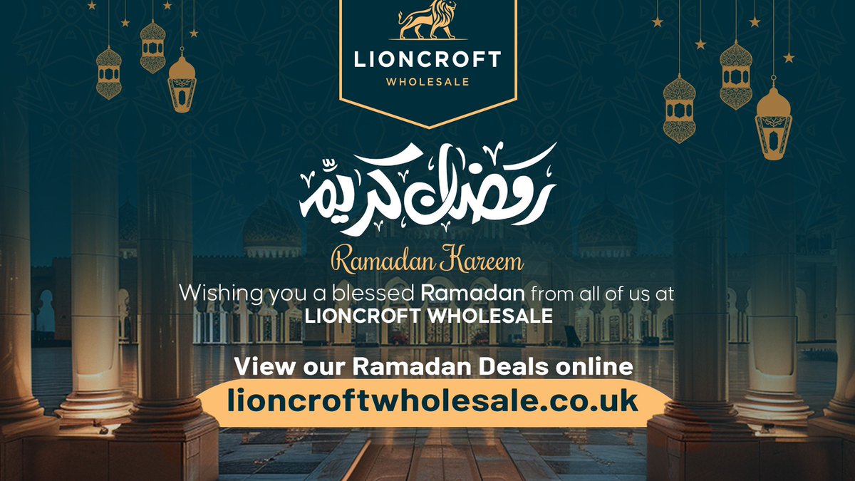 LionCroft2023's tweet photo. Ramadan Kareem to all our valued customers, suppliers, and colleagues celebrating Ramadan. 🌙🕌

View our latest Ramadan offers here: https://t.co/CSO7JMpVUR

#ramadankareem #ramadan2024 #ramadan #LioncroftWholesale https://t.co/ylwlHAJQdz