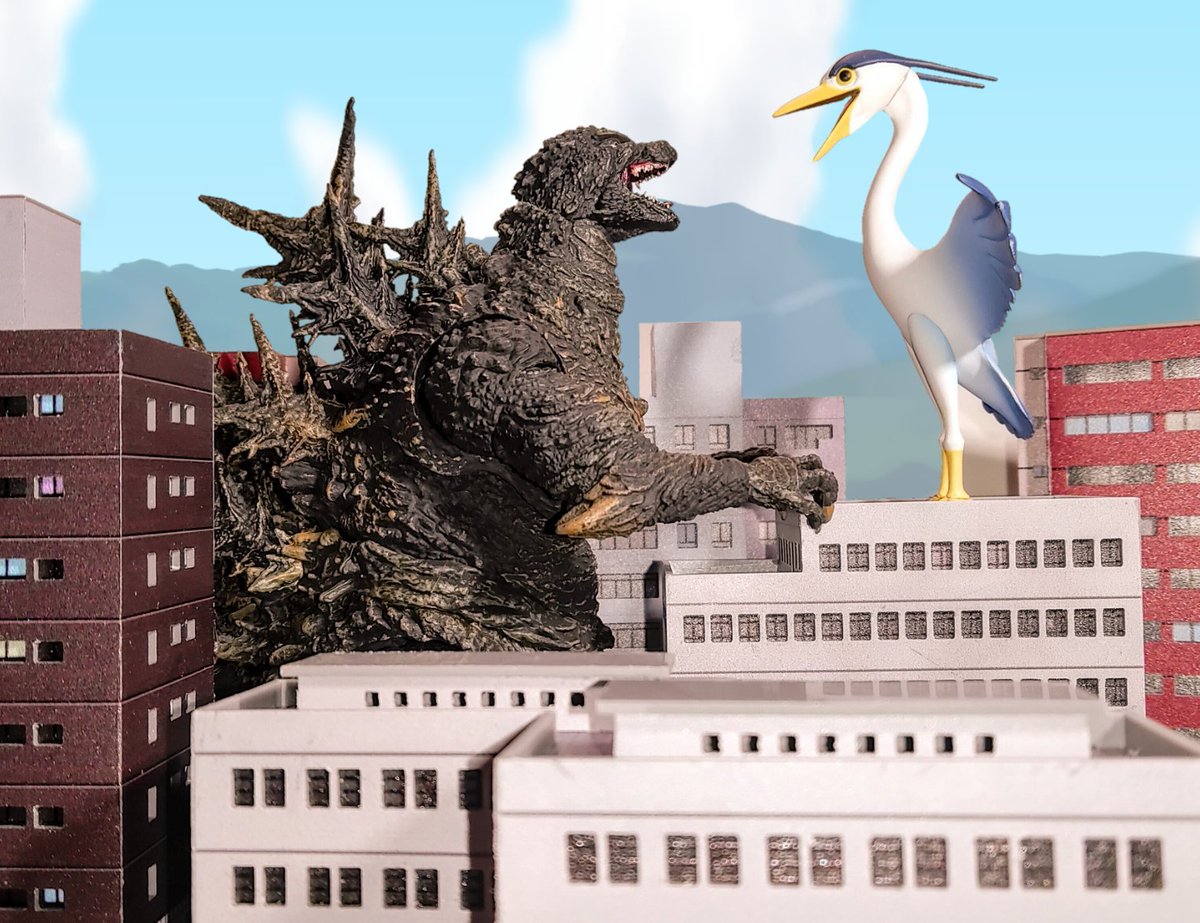 godzilla kaijuu no humans bird sky outdoors building day  illustration images