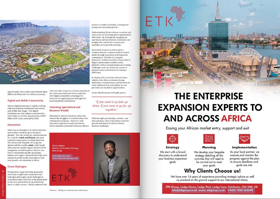 We are kicking off the week with an incredible feature in the Spring 2024 edition of HorizonMagUK
on some of the fantastic trade and investment opportunities in Africa: lnkd.in/ecbc2xMN

#Africa #BusinessOpportunities #InternationalTrade #YourHorizon