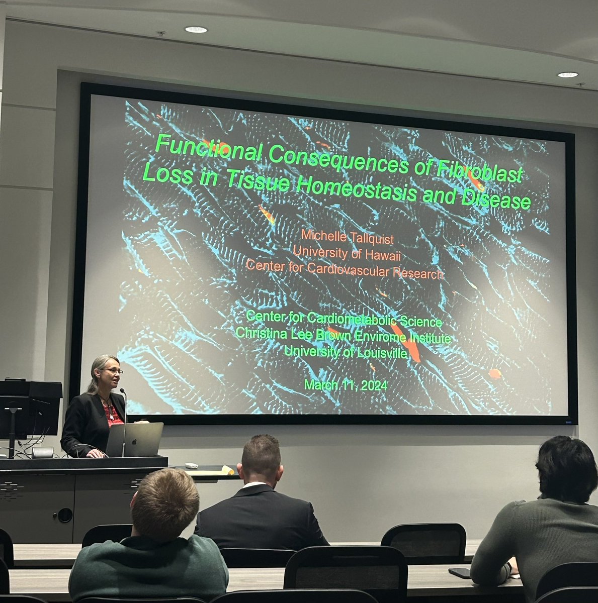 The Center welcomes Prof. Michelle Tallquist from the University of Hawaii. She will deliver the first Center Spotlight Presentation this morning on “Functional Consequences of Fibroblast Loss in Tissue Homeostasis and Disease”.