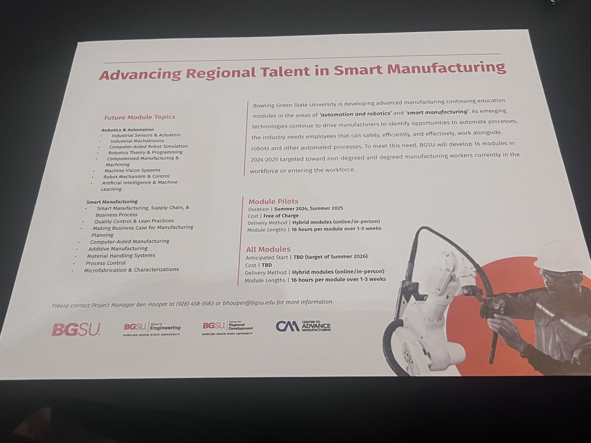 Tim_Mayle's tweet image. Attending the @CRDBGSU State of the Region.  This year the focus is Bridging the Digital Divide.  As #Manufacturing continues to digitize, connectivity is a requirement.  Automation, Robotics and Smart Manufacturing will allow NW Ohio to continue as a manufacturing leader.