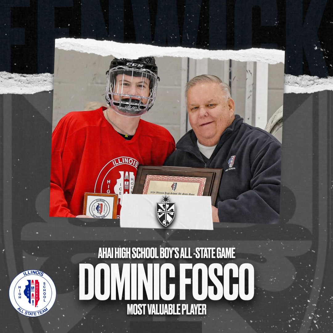 On Saturday, Jr. Dominic Fosco and Coach Fabbrini participated in the @AHAI_1 High School Boys All-State Game.  The Red Team was victorious and best part was that Fosco was named game MVP! Congrats and proud of your efforts represeting @fenwickfriars! #FriarPride ⚫⚪ @fenwickAD