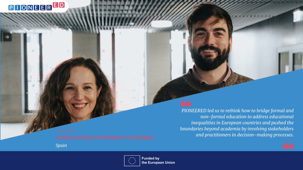PIONEERED-Project (@pioneered_eu) on Twitter photo The #PIONEEREDproject's team Spain says: Stakeholders at the table = stronger decisions for ALL students' futures - an idea that we followed in our project.
#EducationForAll #schools
<a href="/unicomplutense/">Complutense</a> The #PIONEEREDproject's team Spain says: Stakeholders at the table = stronger decisions for ALL students' futures - an idea that we followed in our project.
#EducationForAll #schools
<a href="/unicomplutense/">Complutense</a>