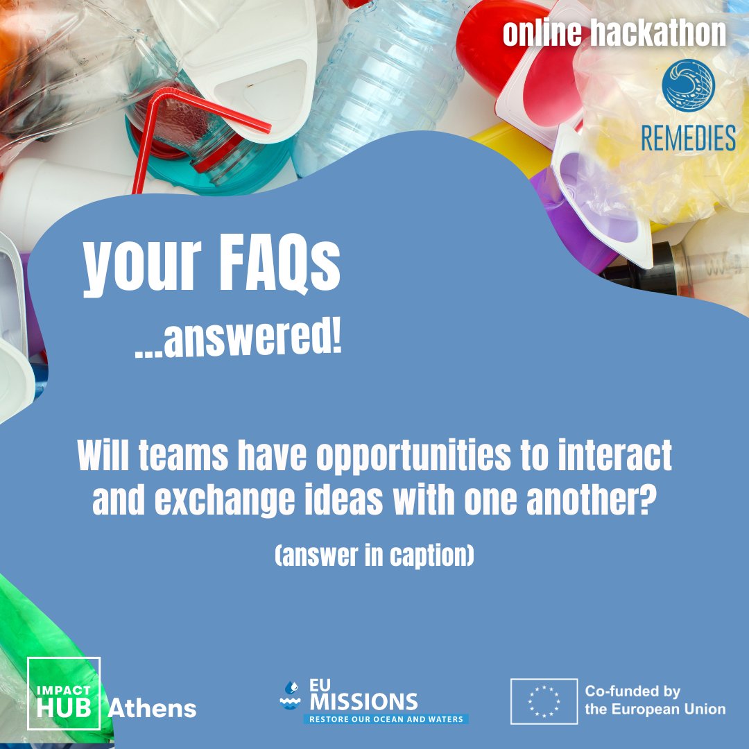 FAQs:
❓Will teams have opportunities to exchange ideas with one another? 
▶️ Yes! Participants will be able to network & collaborate with other teams. They can modify or merge their ideas, based on interactions & feedback received during the event. #PlasticFantasticHackathon