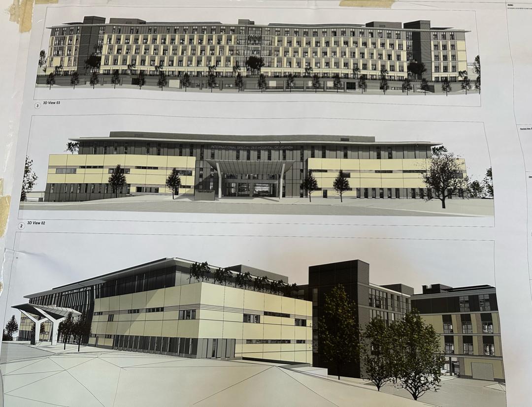 Works on the main hospital complex of the International Specialised Hospital in Uganda are underway. Below is the artistic impression of the main hospital A media visit is being planned soon