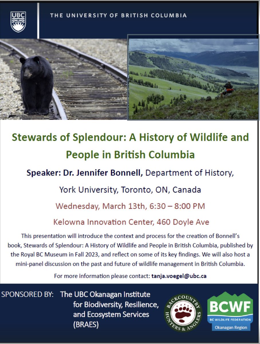 Join us, this Wednesday (March 13th) for an evening of knowledge-sharing and inspiration about British Columbia's spectacular landscapes, wildlife, and human history. 

All are welcome and there is no cost.