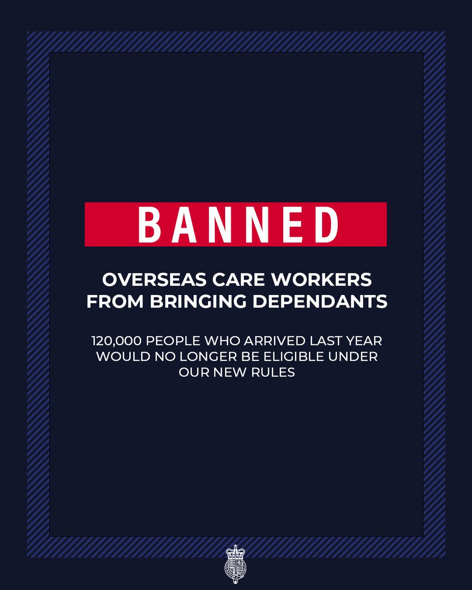 The British Government has banned Care Workers on the Health and Care Worker Visa from bringing any dependents from today. It means that you can’t bring your kids or spouse when you go to work in Britain as a Care Worker. RETWEET for awareness for those who want to go there!