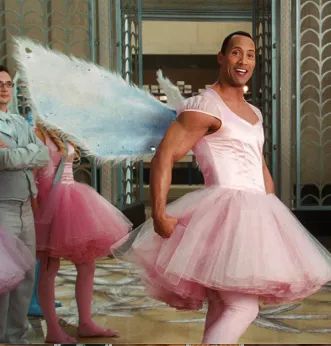Always found it kind of strange the Rock's entire acting career was a joke  until he showed up in a dress for the Tooth Fairy movie... Then all of a  sudden became