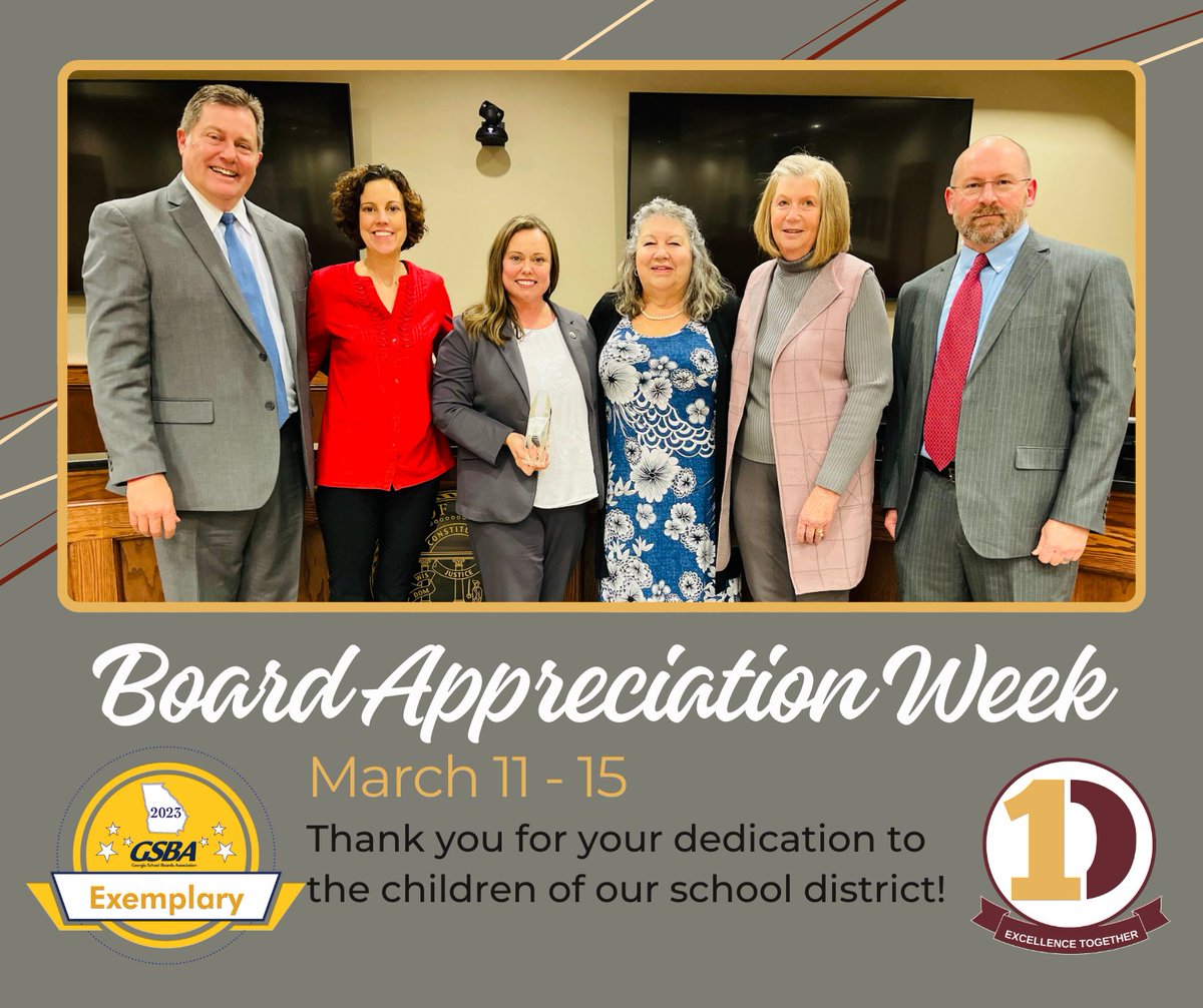 DawsonSchools's tweet photo. We are joining schools across the state in celebrating our School Board members during Board Member Appreciation Week. Weβd like to thank our board for their dedication to public education & continuing service for children in our school district. #GABoardAppreciationWeek https://t.co/KEZ0w29G9K