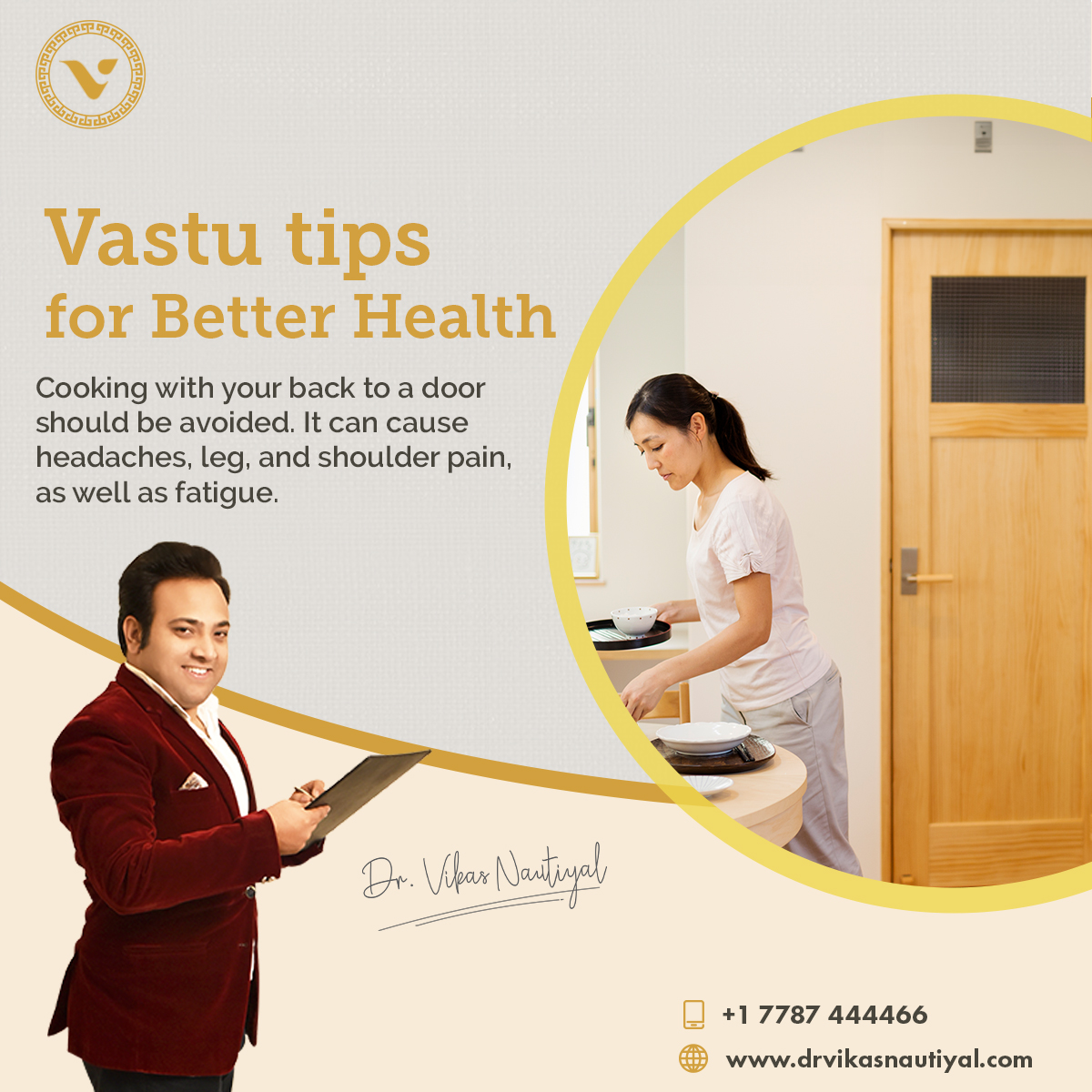 Vastu tips for better health

Cooking with your back to a door should be avoided. It can cause headaches, leg, and shoulder pain, as well as fatigue.

#vastu #vastuforhome #vastuforhealth #vastutips #vastulogy #vastuconsultant #drvikasnautiyal  #vastushastra #health