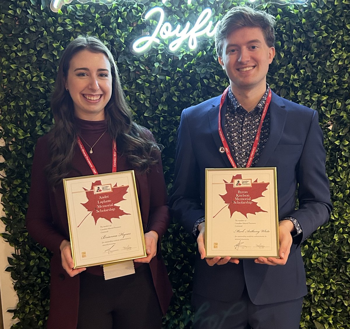 Congratulations to our Term 8 students Brianna Hynes &amp; Mark White on your recent scholarships from the Canadian Institute of Mining, Metallurgy &amp; Petroleum (CIM). So proud of you both for these achievements. Thank you <a href="/ProcessENG_MUN/">Memorial University Process Engineering</a> Dr. Yahui Zhang for your mentorship.