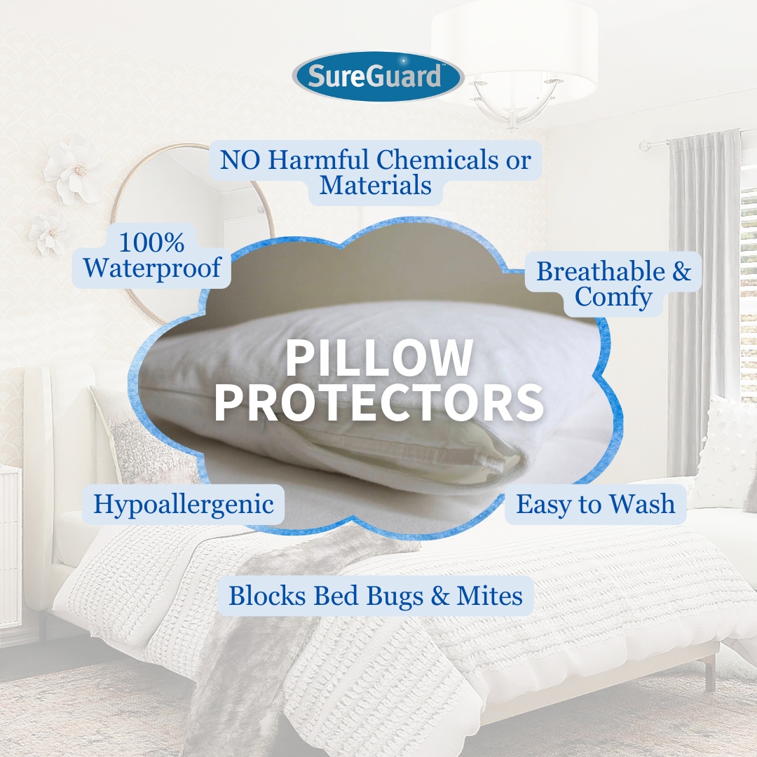 _sureguard's tweet image. SureGuard Pillow Protectors are a best-seller for a reason. They protect your pillows without sacrificing on comfort. 

Shop at tinyurl.com/sureguard11 ✨ 

#mattressprotector #mattressprotectors #beddingtips #mattressencasement #amazonhomefinds #beddingproducts