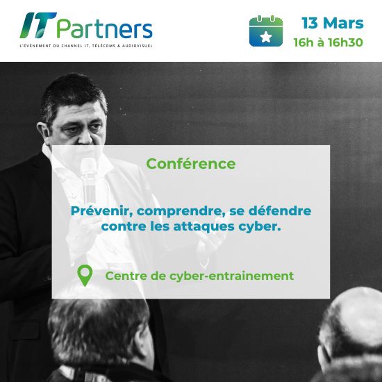 🔍🔒 RdV au Centre de cyber-entrainement dès 16h ! Assistez à la conférence 'Prévenir, comprendre, se défendre contre les attaques cyber' et découvrez comment vous protéger contre les cyber-attaques RdV dès maintenant ! #ITPartners2024 #Cybersécurité