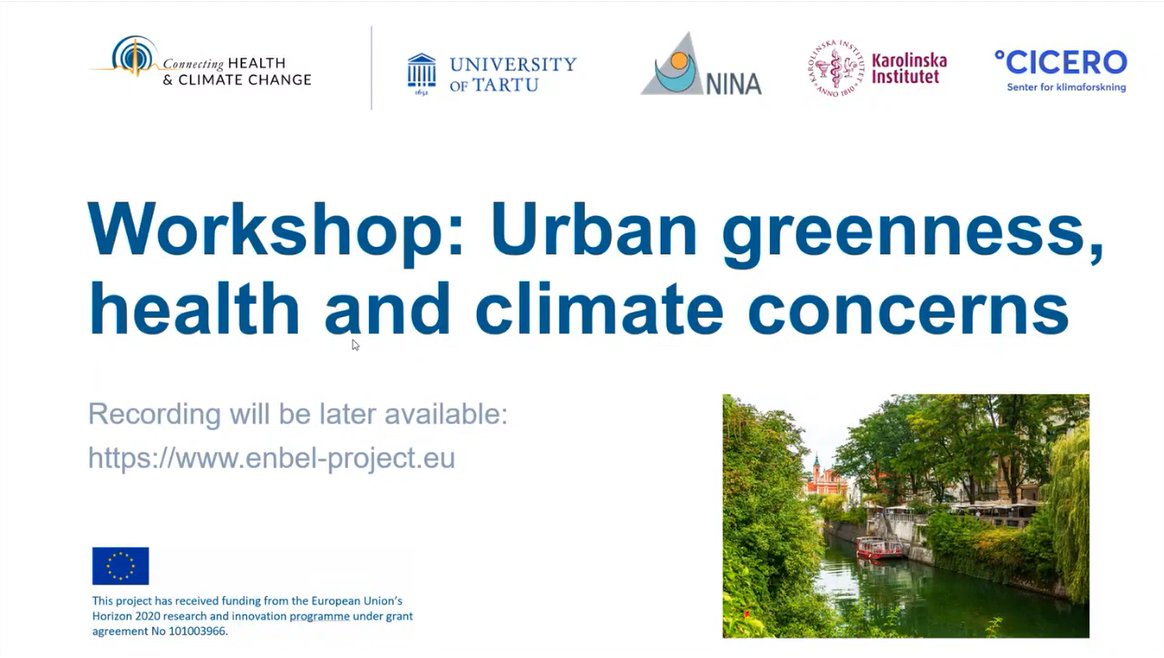 📢Did you miss our workshop on #urban greenness, #health and #climate concerns? 📽️Watch the recording & get updated on the latest research findings & mitigation strategies to address health challenges from #climatechange. #cities enbel-project.eu/news-page/watc…