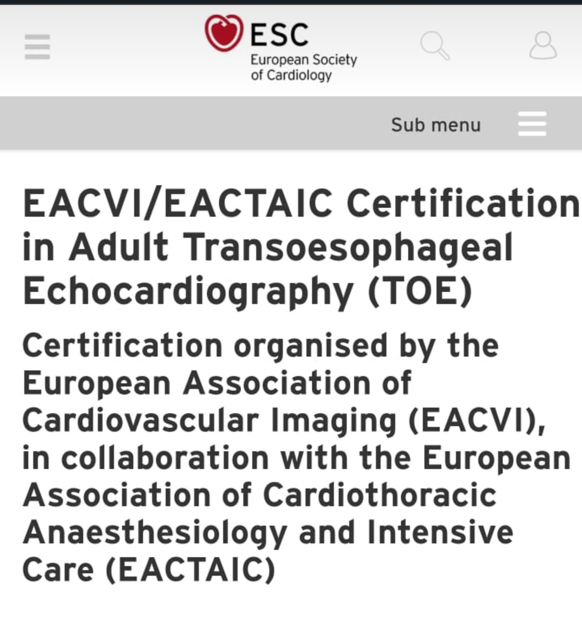 La semana empieza con una gran noticia para #anestesiaclinico  🎉🥳
<a href="/mariolor8/">Mario</a> pasa a formar la lista de los muy pocos anestesiólogos españoles que tienen la certificación en ecocardiografía transesofágica de la <a href="/escardio/">European Society of Cardiology</a> y <a href="/EACTAIC/">EACTAIC</a> 
¡Enhorabuena, Mario! No aflojamos