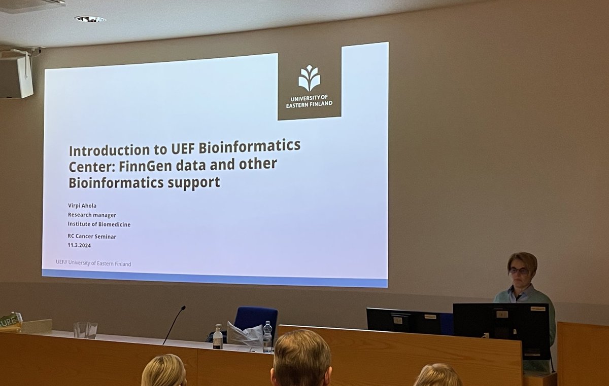 Leena Latonen (@latonenleena) on Twitter photo Today at <a href="/UEFcancer/">UEFcancer</a> seminar series, Research Manager Virpi Ahola tells how <a href="/UniEastFinland/">University of Eastern Finland</a> Bioinformatics Center can promote #cancerresearch. #bioinformatics <a href="/UEF_Biomed/">UEF Institute of Biomedicine</a> Today at <a href="/UEFcancer/">UEFcancer</a> seminar series, Research Manager Virpi Ahola tells how <a href="/UniEastFinland/">University of Eastern Finland</a> Bioinformatics Center can promote #cancerresearch. #bioinformatics <a href="/UEF_Biomed/">UEF Institute of Biomedicine</a>