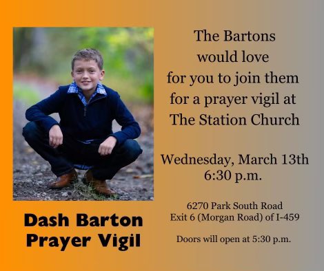 MoseleyAdam's tweet photo. If you feel led please join us with the Barton family on Wednesday night in a time of prayer. https://t.co/Ccwiwzx8Bx