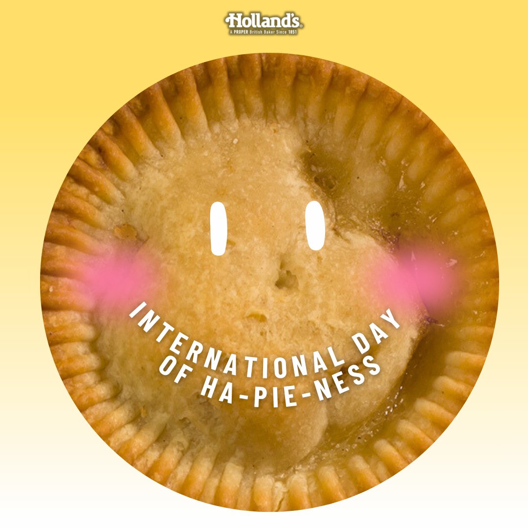 It's International Day of Happiness... or should it be Hap-PIE-ness 😉

Here at Holland's HQ, we love putting smiles on faces, Happy International Day of Hap-pie-ness to all 🥰

Joy  - Happy - Pies
#Joy #Happy #Pies