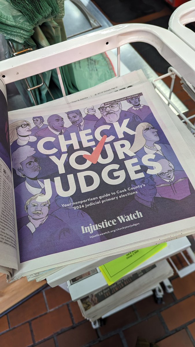 One week until election day! Pick up a copy of the @Chicago_Reader citywide to get your @injusticewatch #CheckYourJudges voter guide in print!