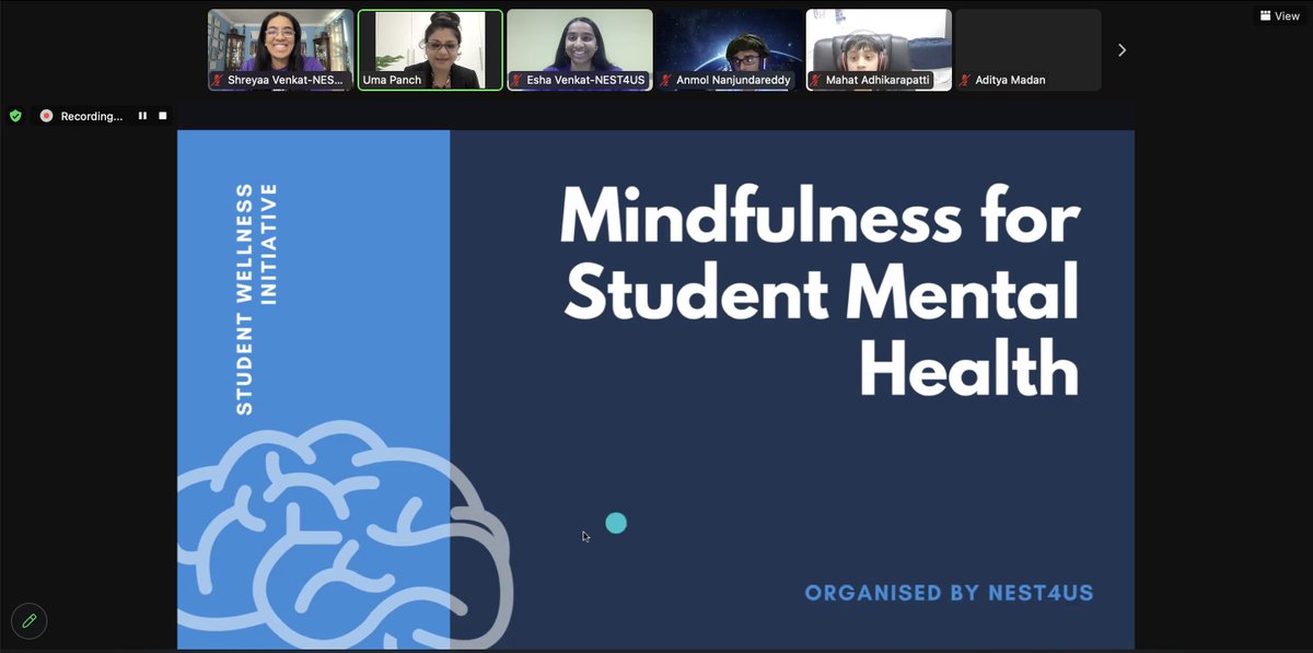joinnest4's tweet photo. On @chegg's #StudentMentalHealthWeek, we hosted #NESTInspires “Prioritizing Student #MentalHealth” #workshop w/ our #Australia partner Uma Panch-#SMHW is a #calltoaction to prioritize mental #wellbeing for #students across the #world!❤️ #NEST4US #Selfcare https://t.co/TnRs0vUSVw https://t.co/n6uiuE1a4t