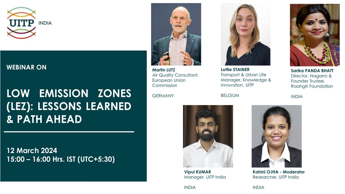 IndiaUitp's tweet image. Join our #webinar on &quot;Low Emission Zones (LEZ): Lessons learned &amp;amp; path ahead&quot; to learn more about #LEZ &amp;amp; be a part of the launch our #KnowledgeBrief “Low Emission Zones – Key takeaways from the early adaptors”.

Agenda: uitp.org/events/low-emi…

#UITP #AdvancingPublicTransport