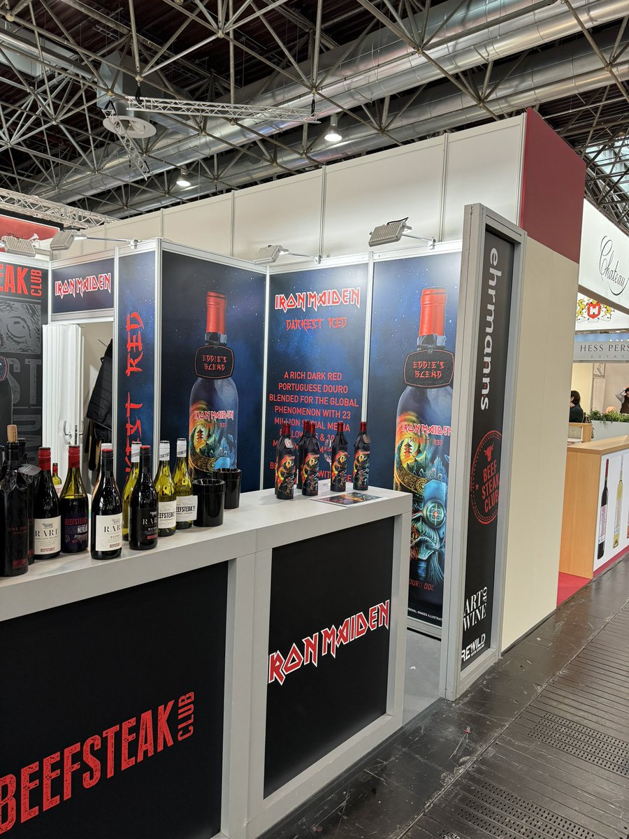 richardsiddle's tweet photo. Bruce Dickinson and @IronMaiden clearly got the wine bug after his appearance at #WineFuture as now working with @Ehrmannswines to launch its own wine brand - Darkest Red a Douro red blend around £10-12. Now launched at @ProWein &amp; looking for UK &amp; global partners.Great design too https://t.co/ANTeBpR1Cg