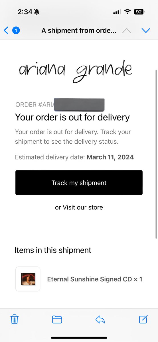 hellyeahariana's tweet image. my signed cd is out for delivery!!!!