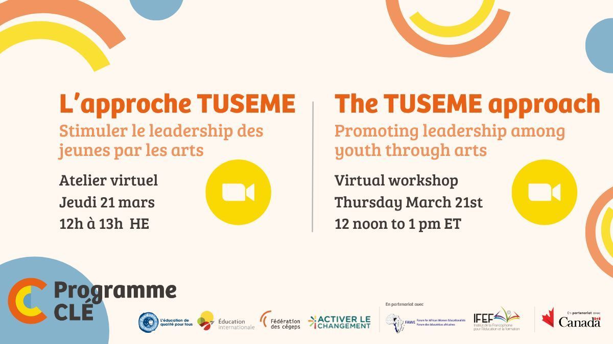 ACGC (@acgcnow) on Twitter photo Join The Programme CLÉ, @RsFawe and <a href="/Spur_Activer/">Spur Change / Activer le changement</a> & learn about TUSEME, an innovative approach from sub-Saharan Africa aimed at fostering young leaders through the arts, dialogue, and action. #Educators can have sub teacher fees covered to attend!👉buff.ly/3Itj3OQ Join The Programme CLÉ, @RsFawe and <a href="/Spur_Activer/">Spur Change / Activer le changement</a> & learn about TUSEME, an innovative approach from sub-Saharan Africa aimed at fostering young leaders through the arts, dialogue, and action. #Educators can have sub teacher fees covered to attend!👉buff.ly/3Itj3OQ