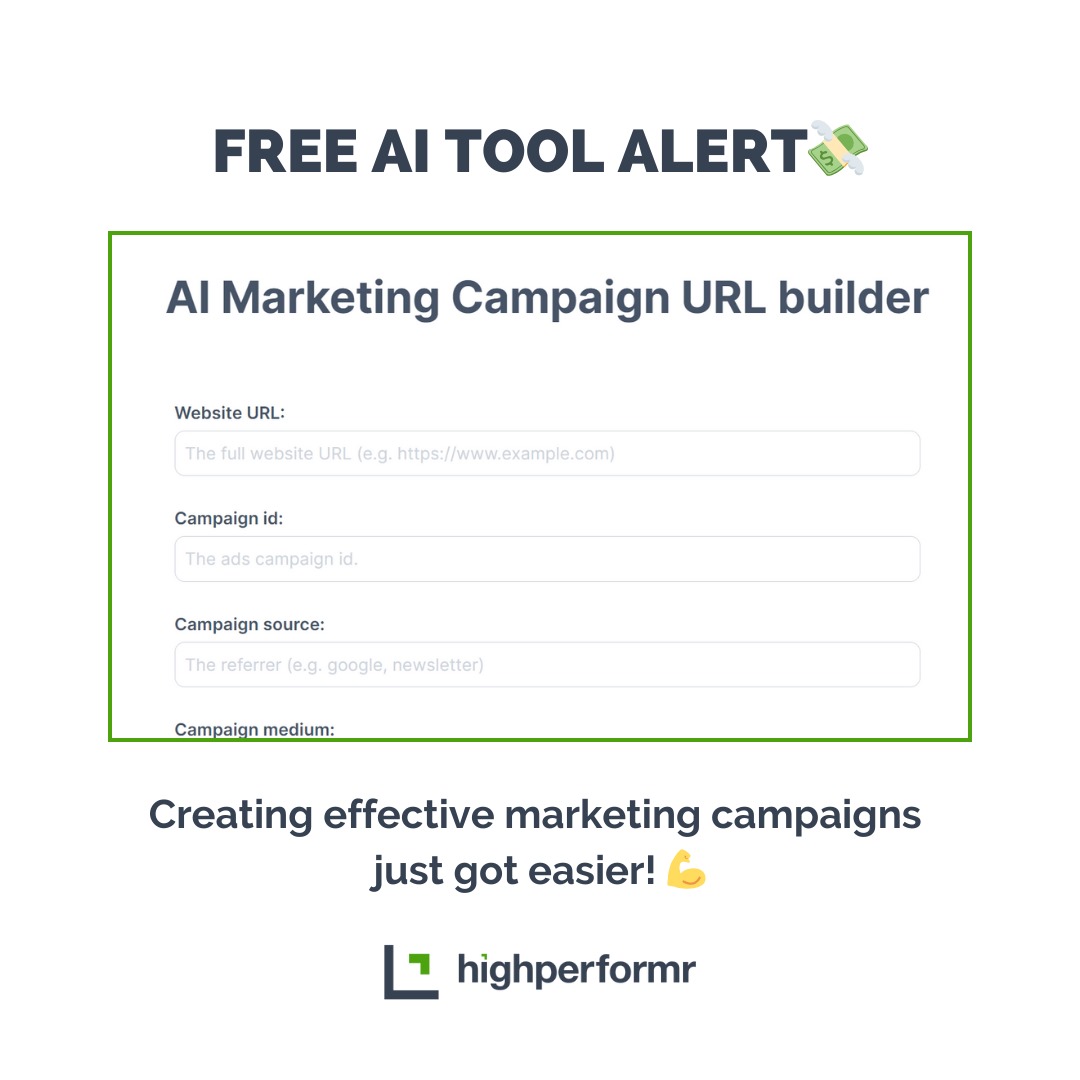 Introducing Our Free AI Marketing Campaign URL Builder! 🌐

Creating effective marketing campaigns just got easier!

You just got your unique URL in seconds!

Try the FREE tool now and watch your campaigns win! ✨

Click here: lnkd.in/d3WaHnKX..

#aitools #freetools