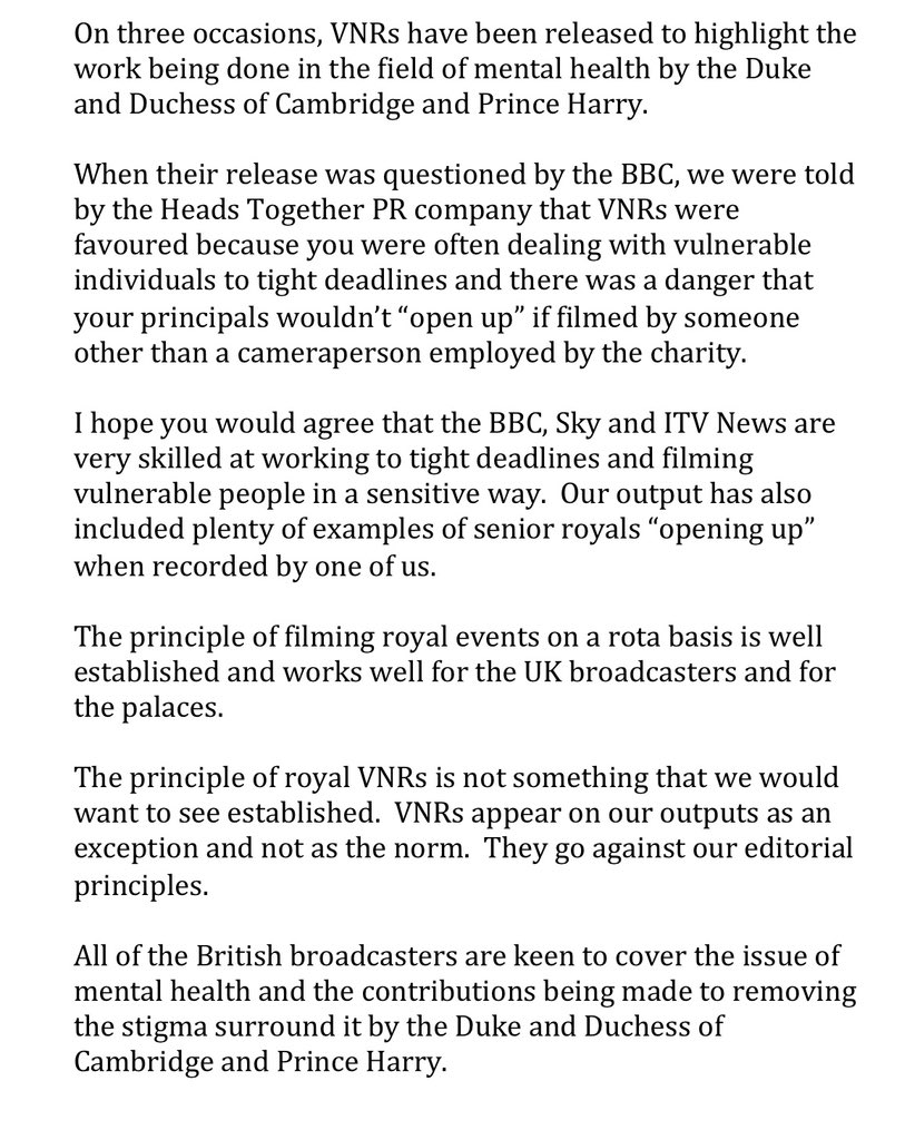 Royal coverage is too often sycophantic and spineless. Broadcasters and the press can demonstrate some resolve by refusing to use material provided by the royals. I drafted this on video news releases (VNR) for a BBC boss in 2016. If it was sent, history shows it was ignored: