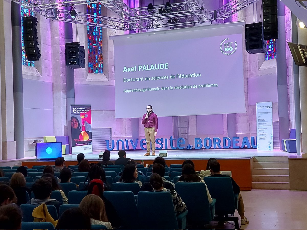 ⏱️ Début de la demi-finale de l'<a href="/univbordeaux/">Université de Bordeaux</a> de #MT180, concours international de vulgarisation scientifique ! Tous nos encouragements à <a href="/HChateauLaurent/">Hugo Chateau-Laurent</a>, <a href="/axel_palaude/">Axel Palaude</a> et Vincent Casamayou, doctorants au sein d'une équipe <a href="/Inria_Bordeaux/">Centre Inria de l’université de Bordeaux</a> qui participent cette année !