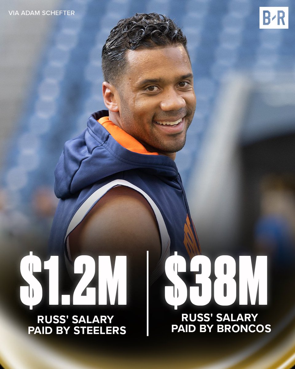 BleacherReport's tweet photo. Russ’ salary this season in Pittsburgh vs what the Broncos will be paying him is WILD 😳

More here: https://t.co/8bA69neFgi

(via @AdamSchefter) https://t.co/j1DPvNPtAl