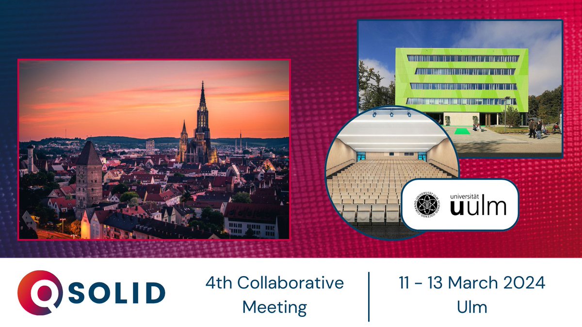 The 4th Joint Meeting of the #QSolid consortium with 120+ registered participants at @uni_ulm is in full swing❗ We have a full schedule for the next three days, which shall pave the way for a successful second half of the project starting in summer. 👉 q-solid.de/news/qsolid-4t…