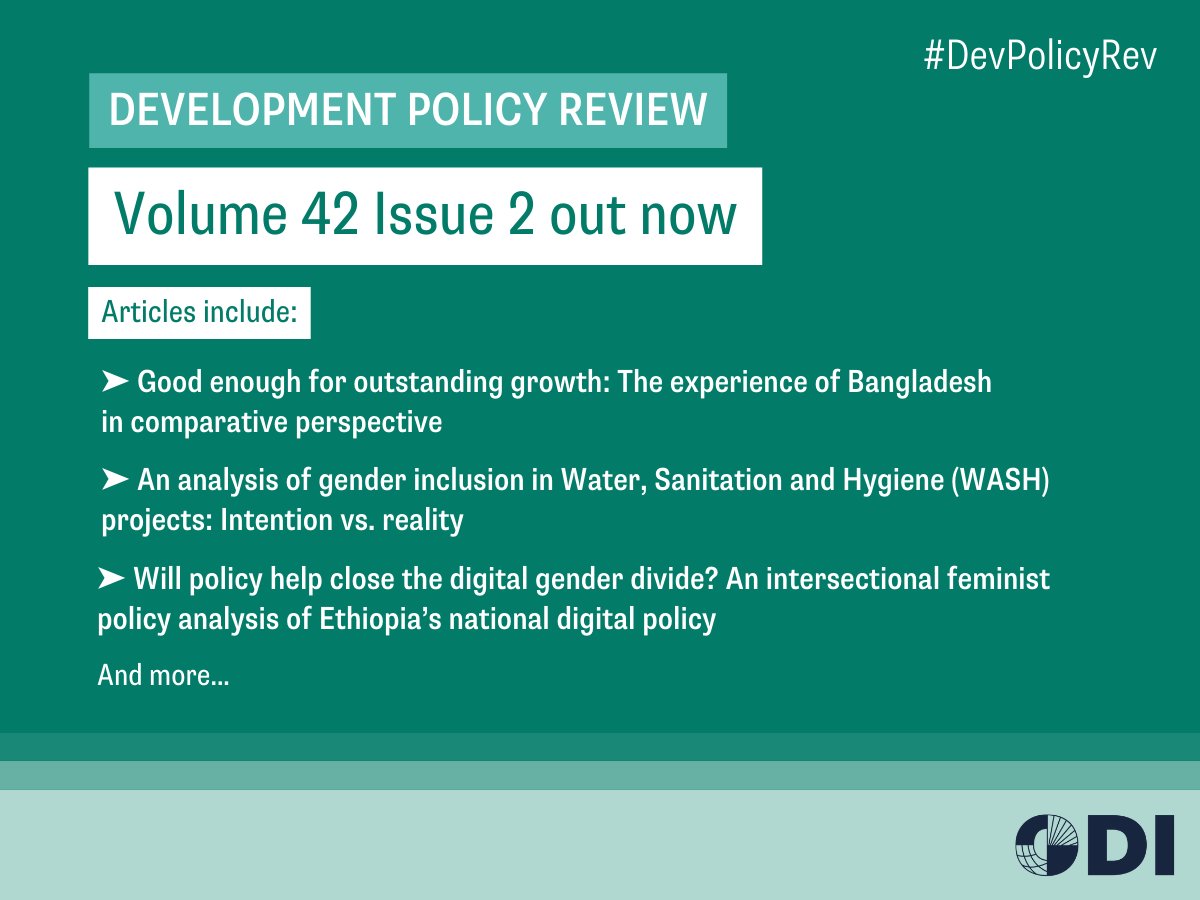 New issue of #devpolicyrev out now! tinyurl.com/yn28m63s
Or read <a href="/aprizzon/">Annalisa Prizzon</a>'s summary blog here: tinyurl.com/ye2a652a
<a href="/_Hannah_Jayne/">Hannah</a> , <a href="/Dani_Barrington/">Dr Dani Barrington 🇺🇦 💩🩸🙊</a>, @BEonthetoilet, 
<a href="/Dr_Lata_N/">Lata is tired #CEASEFIRE_NOW</a>, <a href="/pt_hutch/">Paul Hutchings</a>, <a href="/KM_Wacker/">Konstantin M. Wacker</a>, <a href="/Santoro_Fab/">Fabrizio Santoro</a>