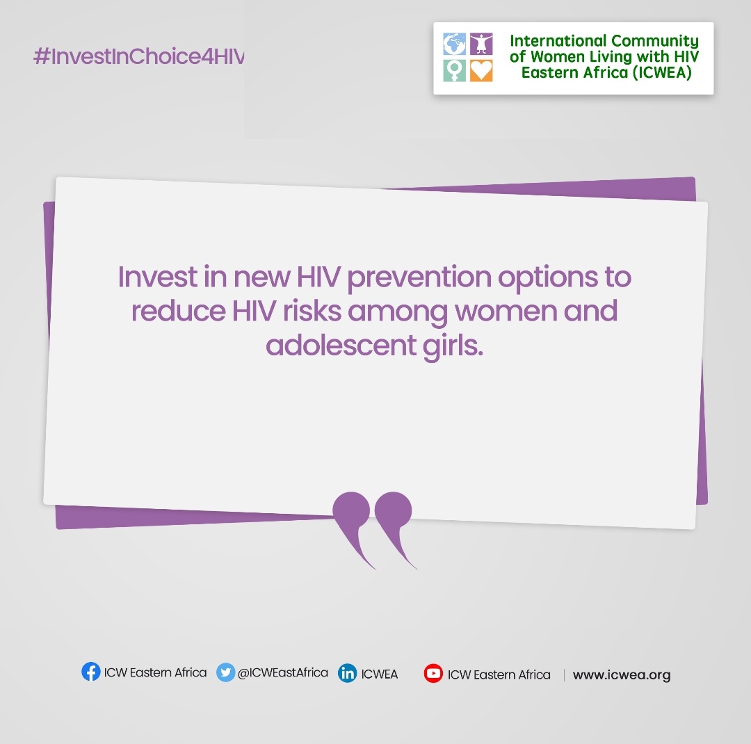 Invest in new HIV prevention choices to reduce HIV risks among women, adolescent girls, and young women. #WomensMonth #InvestInHIVPrevention #EndNewInfections