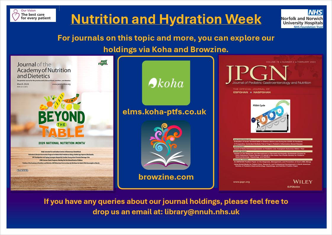 We're supporting Nutrition and Hydration week. Explore Browzine and checkout some of the available nutrition resources 👇browzine.com/libraries/2688… (OpenAthens login required)