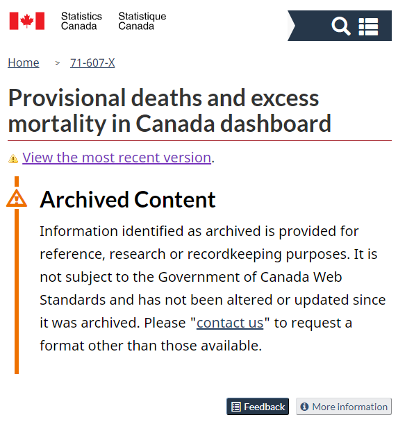 This is BULLSHIT. The government of Canada stopped publishing excess death statistics on December 14, 2023....more than 4 months ago. Politicians tell us that policies are based on evidence and science, but then proceed to supress that information. We know that all-cause…